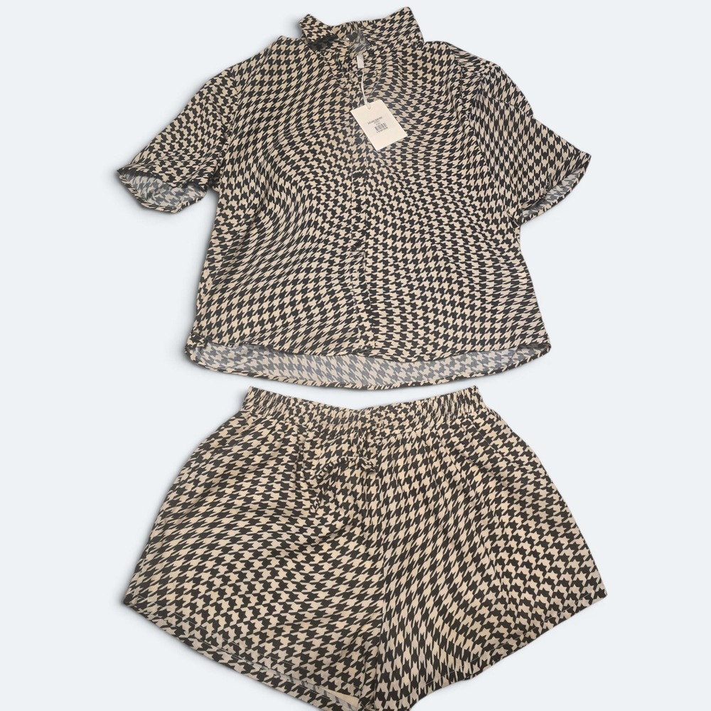 Seven Wonders Rina Shirt & Shorts Set Size 8 Bonn Print Houndstooth  NWT